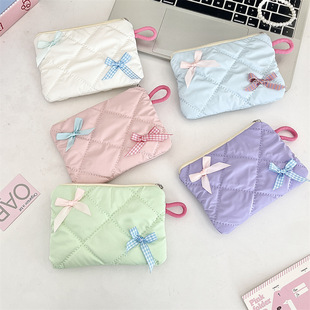 411293 New Pearlescent Bow Portable Lipstick Cosmetic Bag Wash Bag Sundries Storage Coin Purse