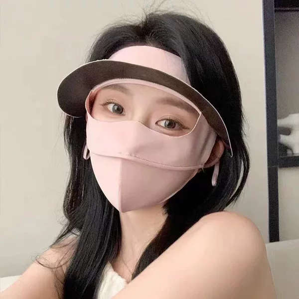 Sun Protection Black Rubber Brim Mask for Women Summer Uv Protection Light and Breathable Nylon Hyaluronic Acid Face Kini Mask