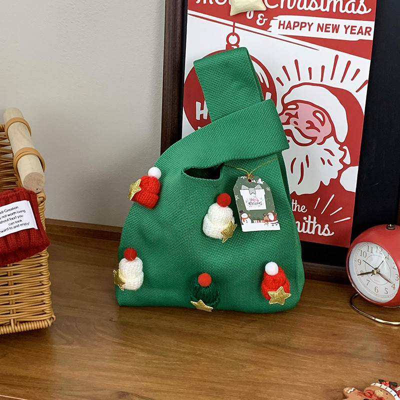 Bolsas de tejido de Navidad al por mayor bolsas de regalo de Nochebuena bolsas de dulces bolsas de regalo de empresa bolsas de mano creativas