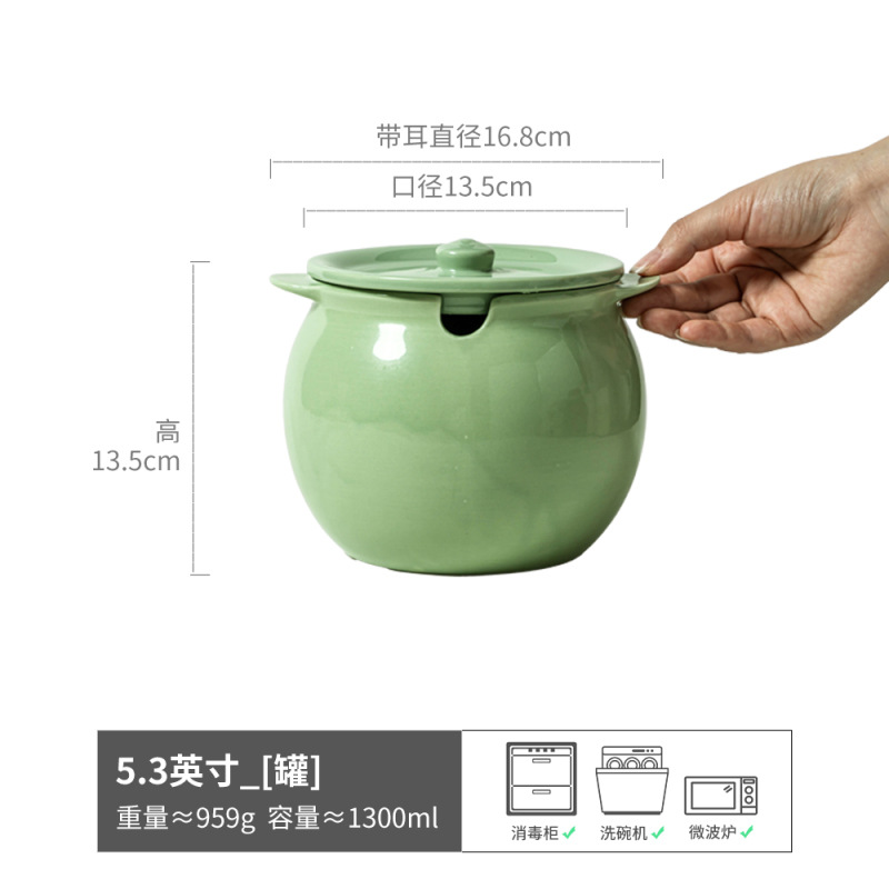 Creativo y simple Aceite de chile Tanque de manteca de cerdo de gran capacidad Tanque de cerámica resistente a altas temperaturas Tanque sellado Tarro de manteca de cerdo nórdica Hogar