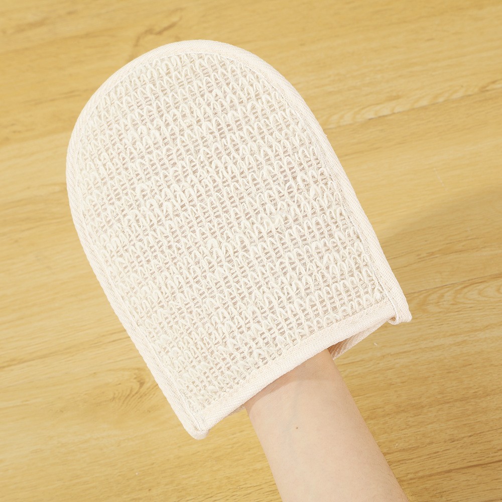 Venta al por mayor de fábrica de guantes de toalla de baño de yute Toalla de baño guantes de baño de ramio toalla cuadrada de doble cara guantes de baño