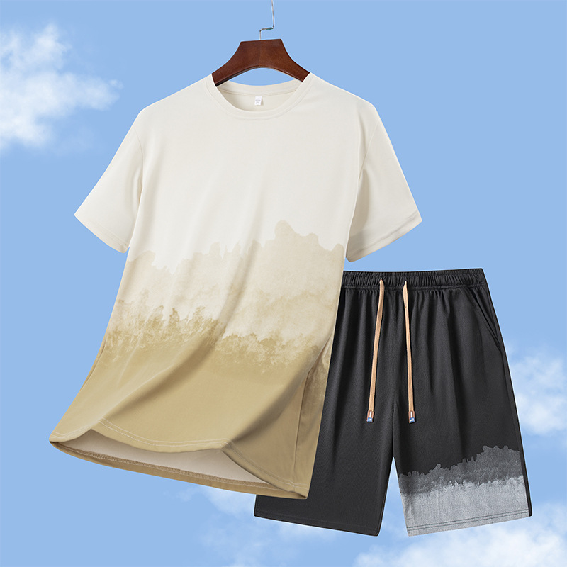 Nuevas camisetas de manga corta de secado rápido de verano de hielo para hombres de mediana edad, media manga suelta, fitness transpirable, juego de deportes para correr