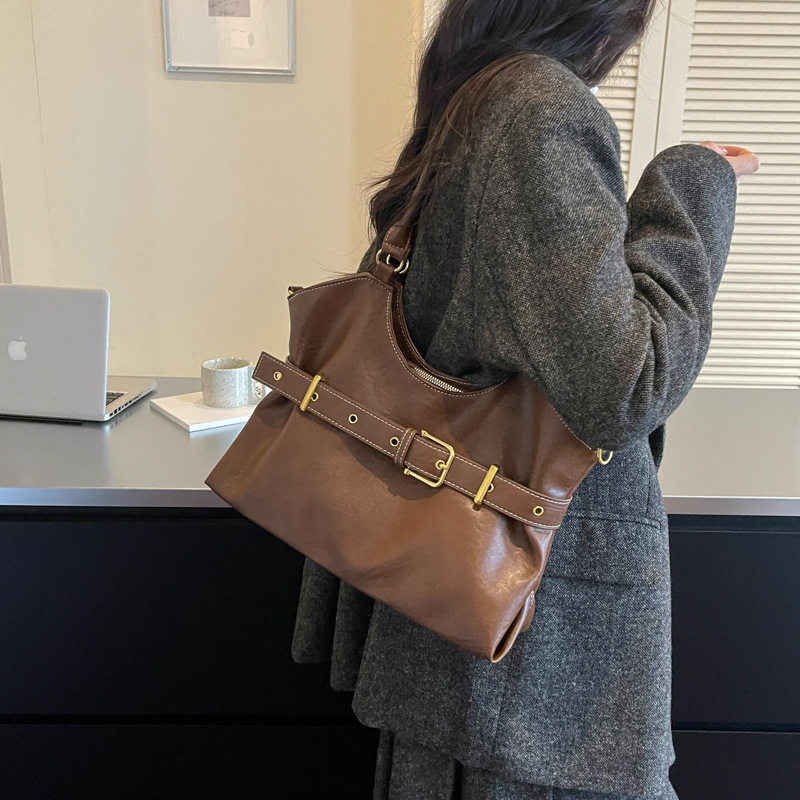 Túi tote đeo vai đeo chéo cỡ lớn phong cách tối giản, túi xách tay kẹp nách — Gạo trắng không có mặt dây chuyền, Màu cà phê Không có mặt dây chuyền, Màu nâu không có mặt dây chuyền, Đen không có mặt dây chuyền chi tiết 26