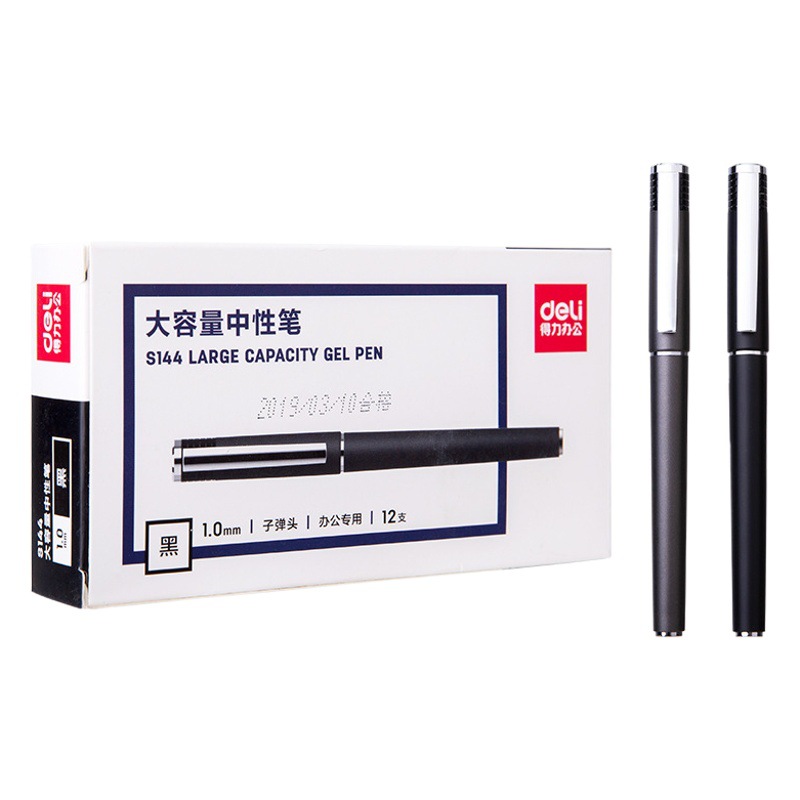 Deli S144 Oficina pluma de gel de gran capacidad 1,0mm bala estudiante Oficina escritura pluma de la firma