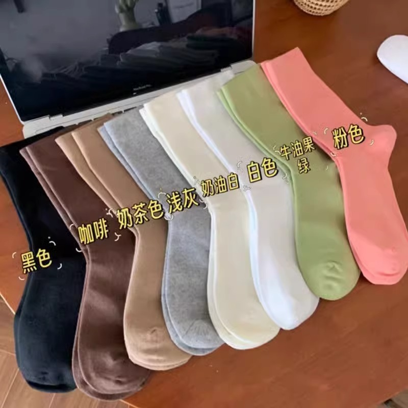 7A抗菌白色袜子女夏薄纯棉中筒袜防臭堆堆袜搭配小皮鞋月子长筒袜|undefined