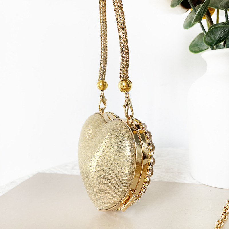 Party Occasion Rhinestone, Glass Material Heart Shape Pattern Rhinestone Glass Heart Shape Heart-shaped Evening Bags