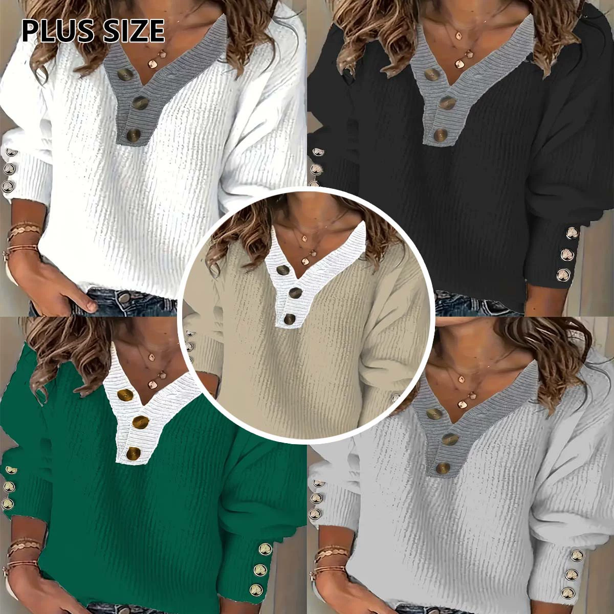 Трансграничная европейская и американская мода: популярные на Amazon вязаные свитера, повседневные цветные пуловеры больших размеров.