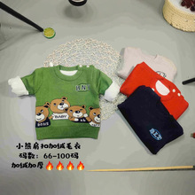 2024新款肩扣婴童毛衣婴儿加绒针织打底套头衫婴小童长袖羊角扣