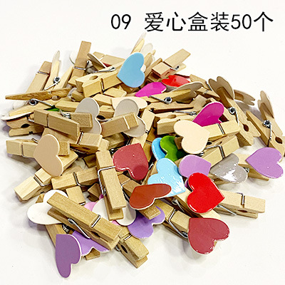 Decorativo de dibujos animados pequeño clip de madera floral flor Mensaje de embalaje pequeño clip de madera foto colgante de pared clip de color creativo