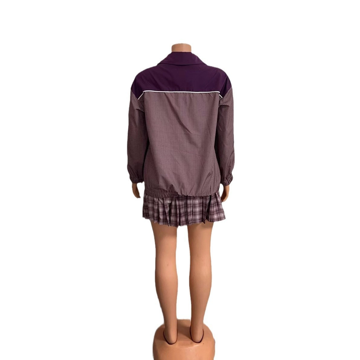 Women's Clothing Women's Style Zipper Cardigan Long Sleeve Top With Lapel Short Skirt Two Piece Suit Sexy Fashion_ecoleips.com