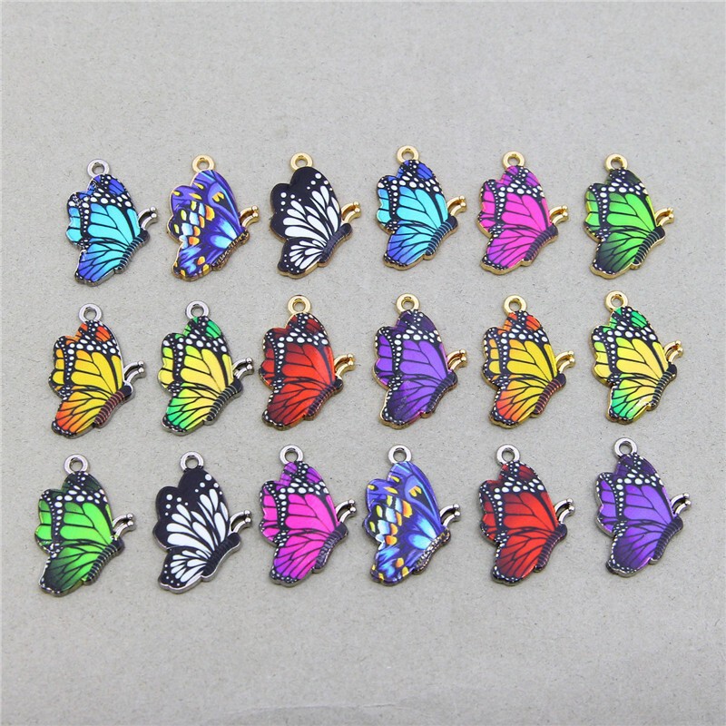 10/Pack Xiyin Single Hanging Butterfly Wings Colorful 18X28Mm Alloy Necklace Versatile Necklace Simple Fashion Neck Chain 10/Pack Xiyin Single Hanging Butterfly Wings Colorful 18X28Mm Alloy Necklace Versatile Necklace Simple Fashion Neck Chain