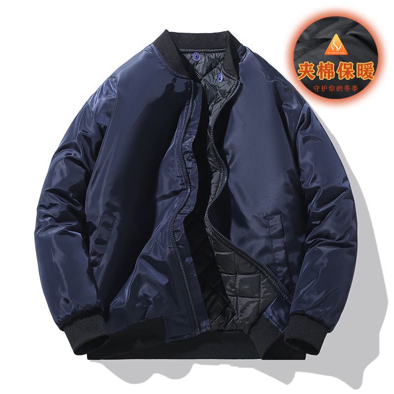 Autumn and winter loose-fitting American-style men's casual baseball bomber jacket, thickened for warmth, suitable for spring and autumn wear Autumn and winter loose-fitting American-style men's casual baseball bomber jacket, thickened for warmth, suitable for spring and autumn wear