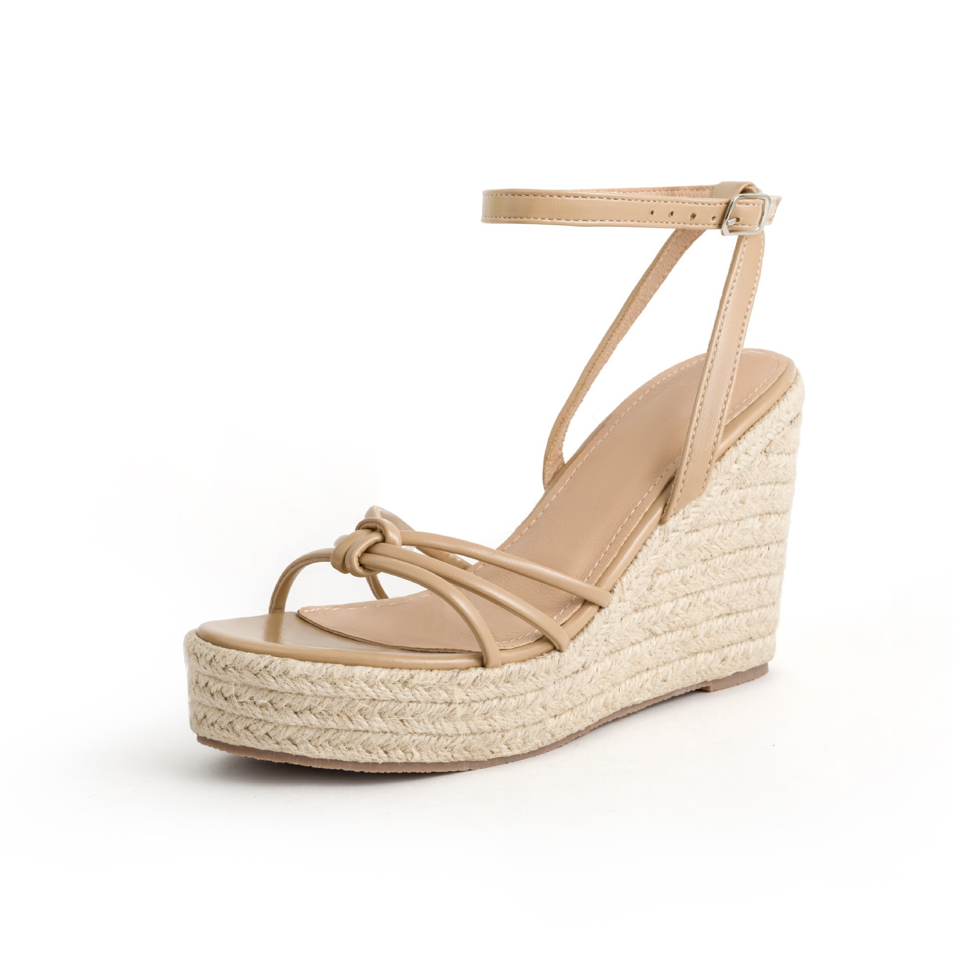 재고 굽 높은 신발 여성용 샌들 웨지 피쉬 토 봄과 여름 새로운 올 매치 블랙 두꺼운 플랫폼 로마 싱글 레이어 신발