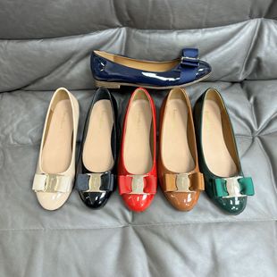 Foreign Trade Women's Flat Shoes Comfortable New Style Ballet Shoes Leather High Heels Bow Cloth Buckle Casual