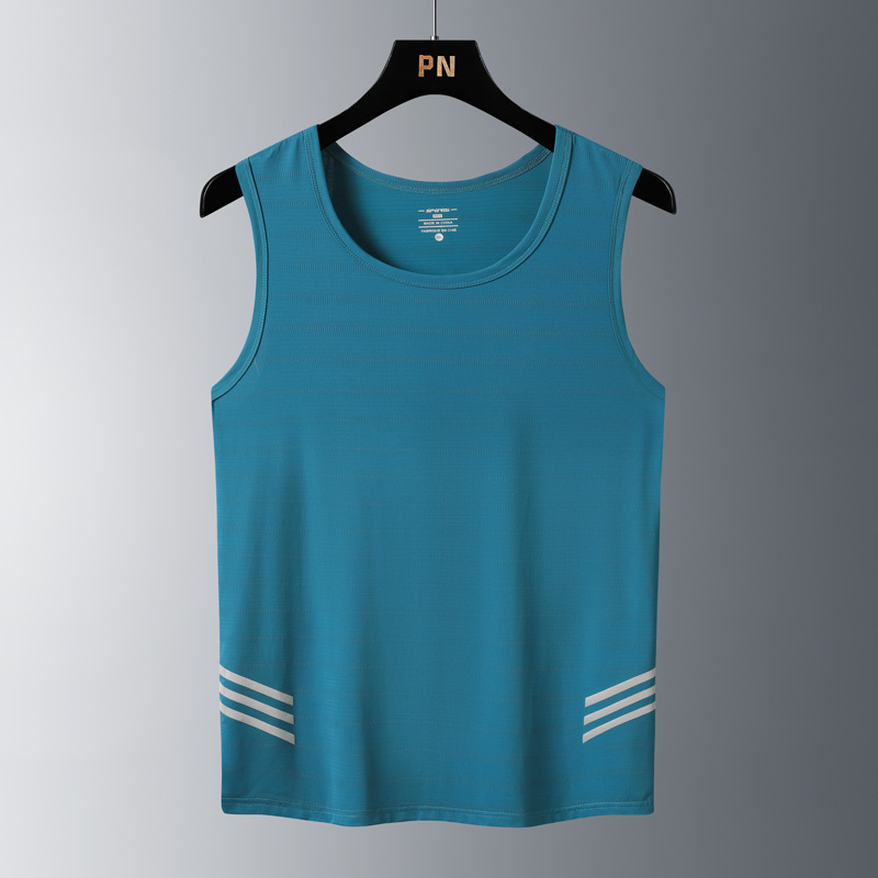 Camiseta Sin Mangas de Seda de Hielo para Hombre de Nailon Tejido Jacquard para Ocio y Deportes image 11