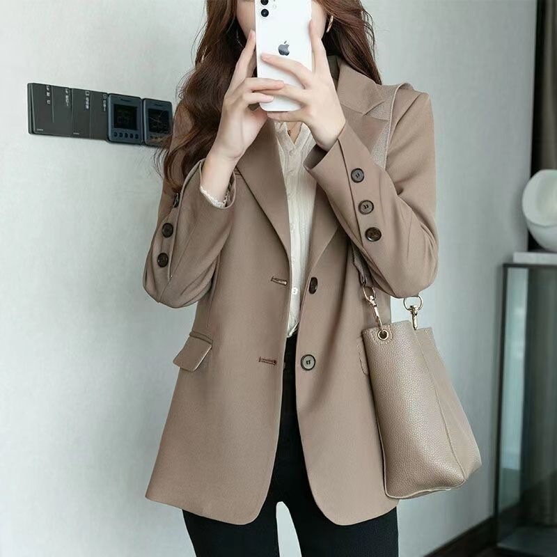 Internet Celebrity Small Blazer Jacket for Women, New Spring and Autumn 2023 Korean Style, Loose Casual Versatile Elegant Mid-Length Top for Women