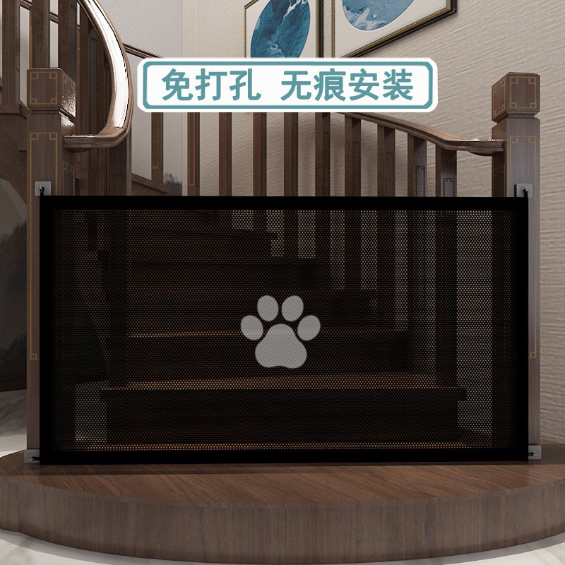 Dog Fence, Dog Gate Isolation Net, Convenient Assembled Safety Protection Pet Fence, Punch-Free Door Guardrail