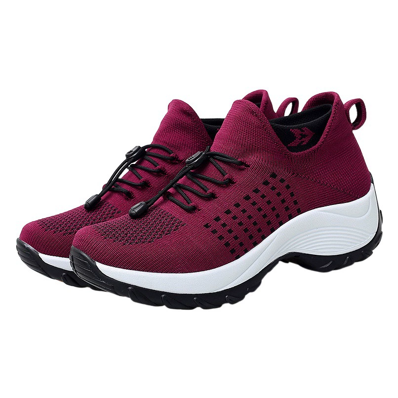 Трансграничные взрывы, женская обувь больших размеров, обувь для мам, тряпки, носки, повседневная женская обувь, летающая плетеная обувь, внешняя торговля, обувь на толстой подошве на шнуровке