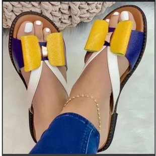 ���Q��aƽ����ЬŮ�⴩�¿�A�^ƴɫ�����Y�p��Ůʿ��ЬSlippers