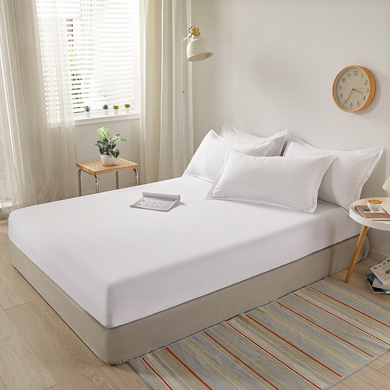 Fitted Sheet Single Piece Cotton Mattress Cover Non-Slip Fixed Cotton Bed Sheet Bed Cover Simmons Protective Cover Hotel Wholesale