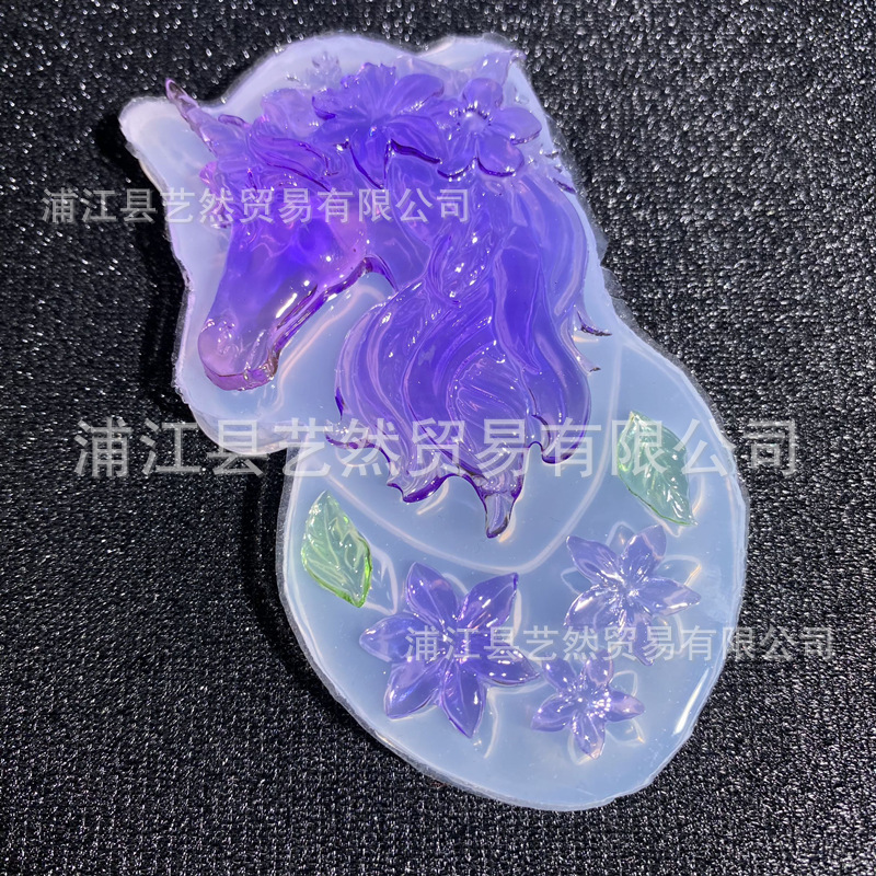 Espejo DIY molde de cristal epoxi nuevo espejo flor unicornio silicona teléfono móvil Shell accesorios Decoración