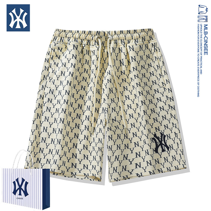 mlb&ny2025 夏ファッション多用途カップルスタイルルーズフルプリント 7 点パンツアメリカのトレンディなブランド老眼ショーツ男性用|undefined