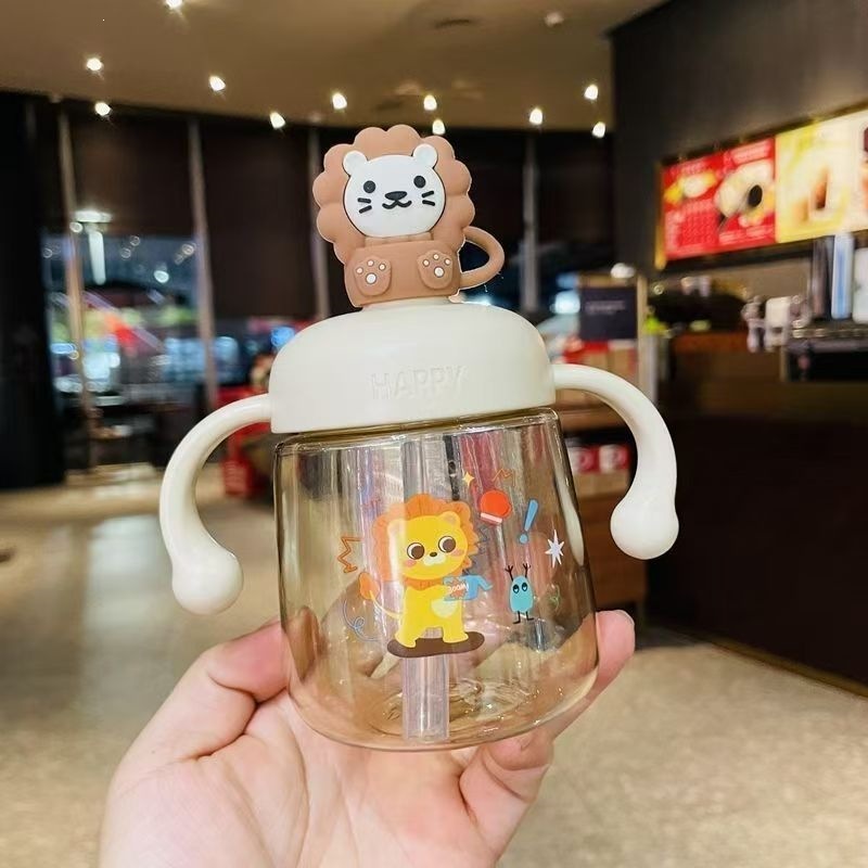 Children's Graduated Milk Cup with Straw, Baby Learning Drinking Cup for 1-3 Year Olds, Infant Drinking Bottle, Home and Kindergarten Water Cup