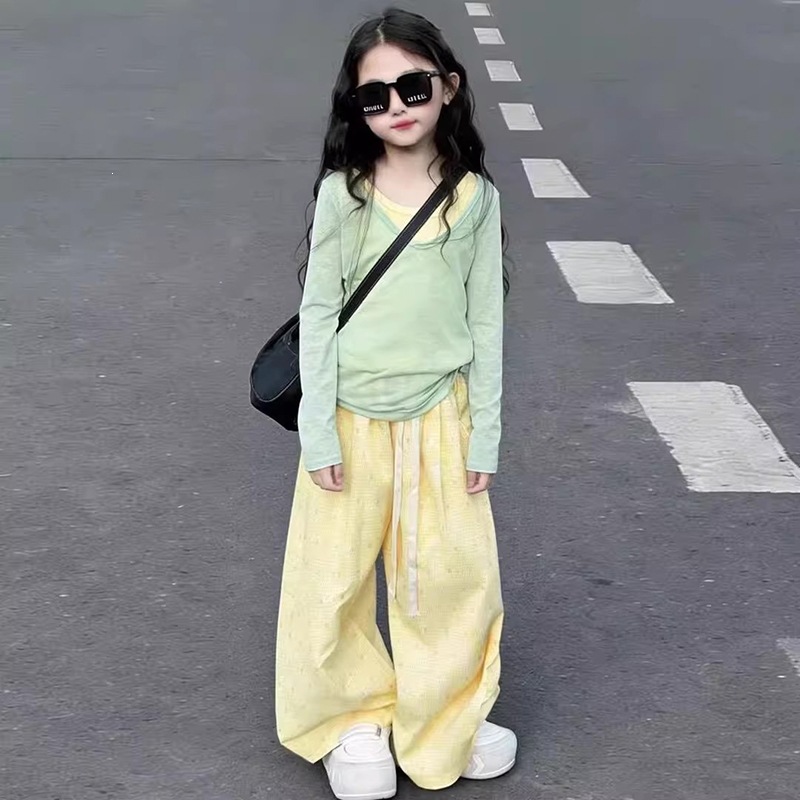 女童夏季套装网红新款女大童学院风多巴胺三件套儿童洋气运动夏装