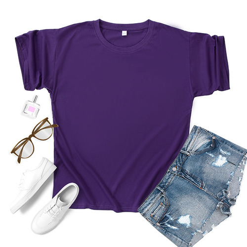 Factory 19 Color Summer Crew Neck Short Sleeve Solid Color Plain T-Shirt Casual Short Sleeve T-Shirt Ad Shirt Printed 2TEMU