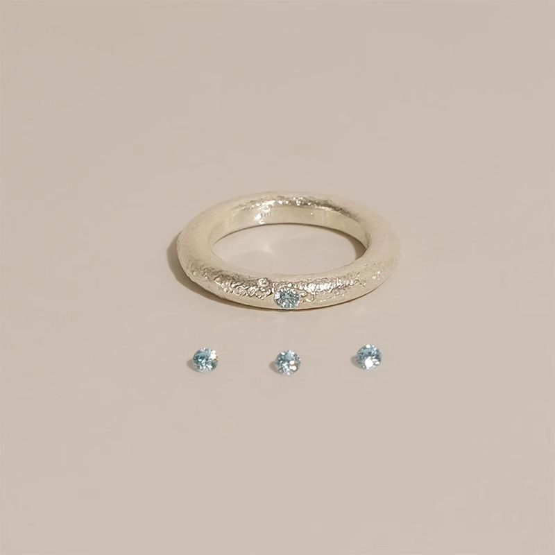 Aquamarin Silberring Für Damen, Elegantes Nischendesign_voghion.com