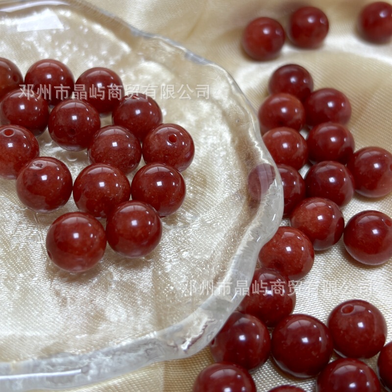 Jade Coral Red chalcedony loose beads dark red round beads beaded handmade jewelry multi-treasure bracelet earrings with beads