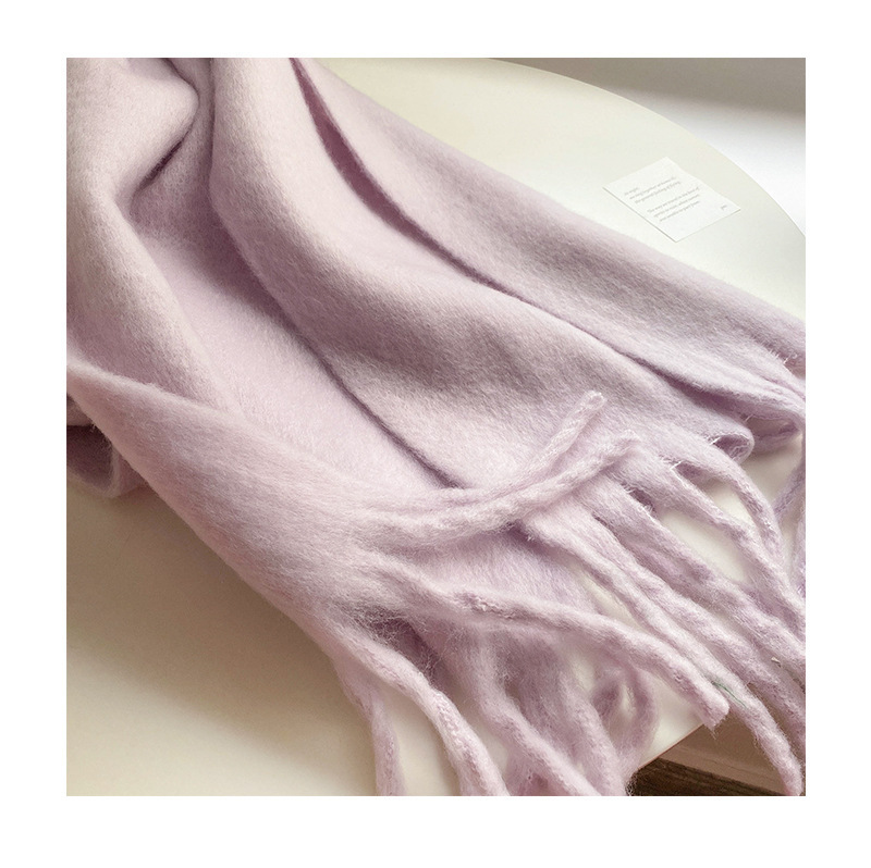 Solid Color Thickened and Extended Scarf for Women, 2026 Autumn and Winter New Korean Style, Versatile Winter Shawl for Students, Pink