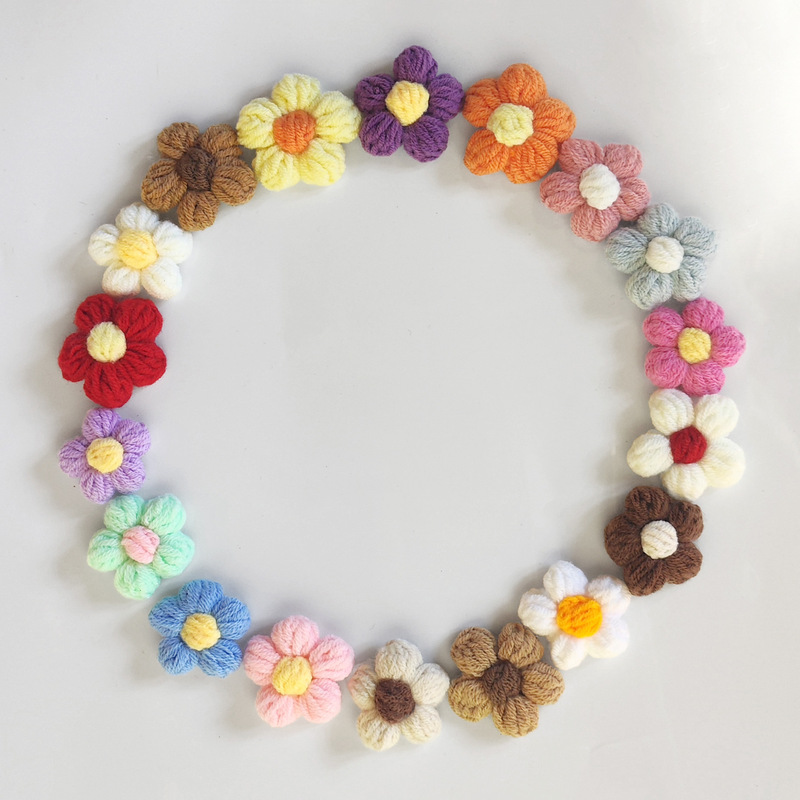Handmade Crochet Puff Flower Yarn Flowers DIY Hairpin Accessories Corsage Jewelry Bag Clothing Accessories Flowers