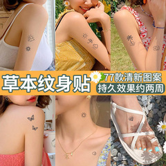 Semi-permanent herbal tattoo stickers ins waterproof long-lasting non-reflective sticker female cute small picture disposable tattoo paper