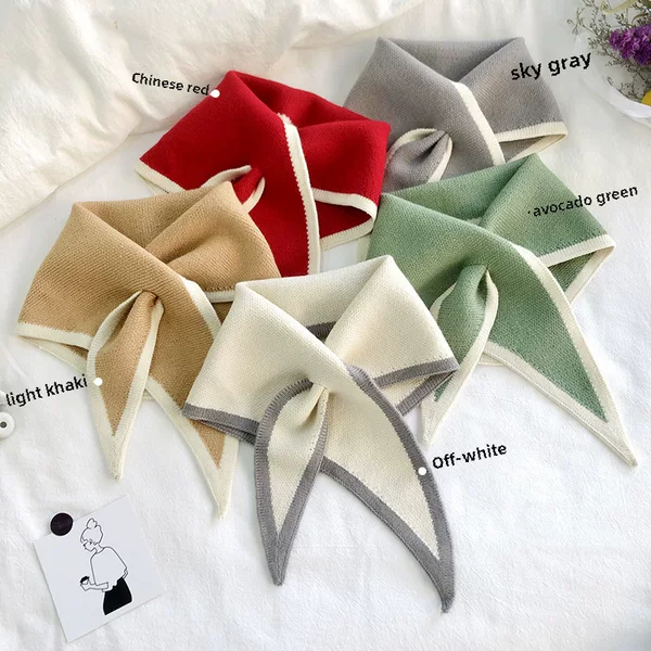 New simple lazy cross perforated small scarf women's autumn and winter outer wear fashion triangle scarf warm scarf small scarf