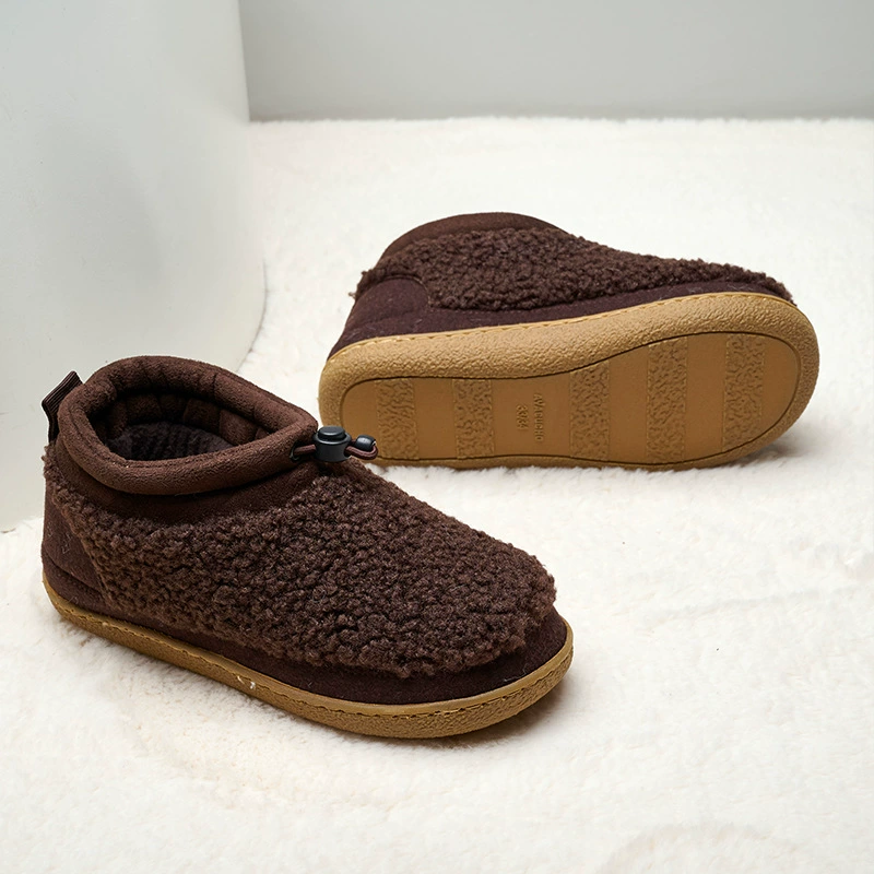 Трансграничная осенне-зимняя детская теплая хлопковая обувь на флисовой подкладке, домашние хлопковые тапочки-полы, повседневные теплые детские хлопковые сапоги с мягкой подошвой