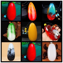 新疆外蒙料原石手把件鸡血玉文玩高仿和田玉金丝玉七彩玉把玩件