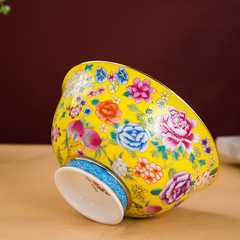 琺瑯彩碗米飯碗骨碟宮廷風中式年輕人組合碗新款網紅套裝防燙家用