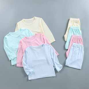 Infant Modal Suit Summer Thin Long-Sleeved Pajamas Boys and Girls Air Conditioning Clothes Children's Home Clothes