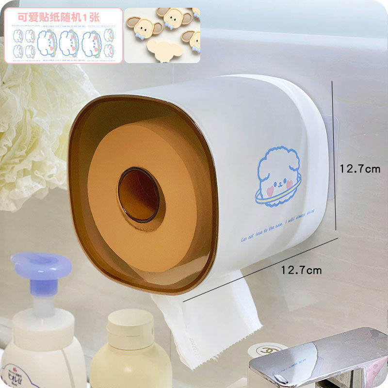 トイレの巻き紙棚穴なしトイレ掛け棚新型トイレ壁掛け式自粘紙巻き紙箱北欧|undefined