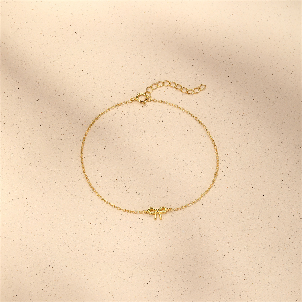 Bow Knot Pattern 925 Sterling Silver Bow Knot 925 Sterling Silver Cable Chain Bracelets