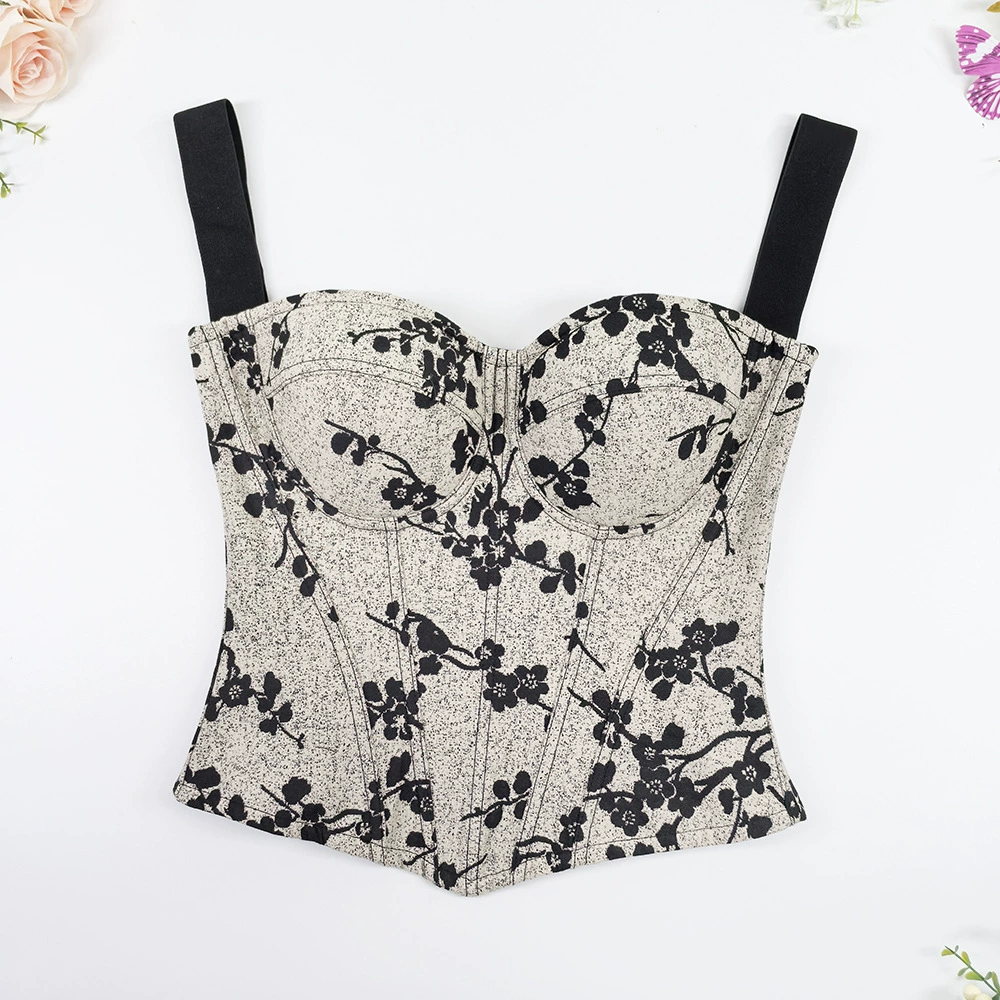 Новый летний классический бюстгальтер в стиле шинуазри с абрикосовой веткой, высококачественный корректирующий фигуру бюстгальтер для прикрытия живота и защемления талии, топ с рыбьей косточкой