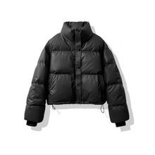 免洗PU皮羽绒棉服女冬季2025年新款宽松加厚防风短款立领休闲外套
