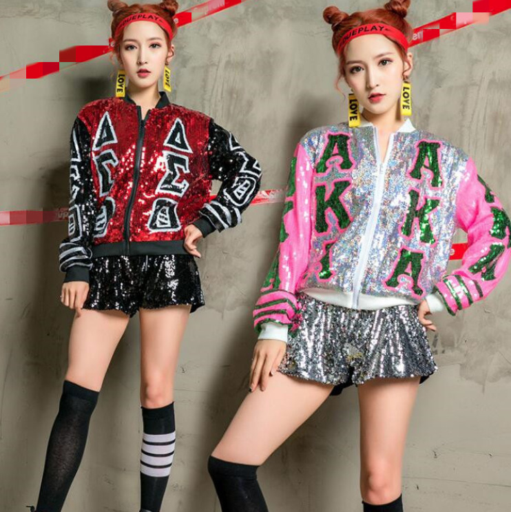 演出服装亮片女装外套爵士舞套装街舞hiphop嘻哈成人表演舞台套装