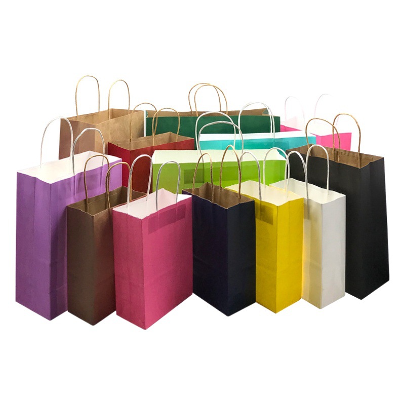 Bolso de papel kraft blanco personalizado bolso de la joyería catering leche té bolsa de embalaje Mini pequeño regalo tienda de ropa bolsa