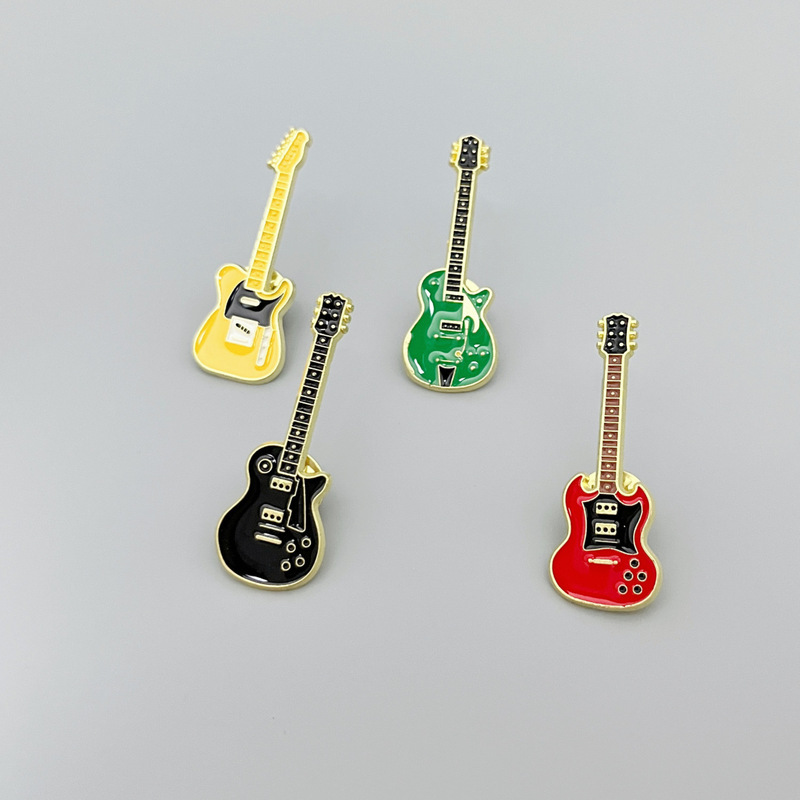 Cartoon Electric Guitar Oil Dripping Alloy Brooch Creative Music Shape Rock Clothing Backpack Decoration Pin Badge Wholesale Cartoon Electric Guitar Oil Dripping Alloy Brooch Creative Music Shape Rock Clothing Backpack Decoration Pin Badge Wholesale