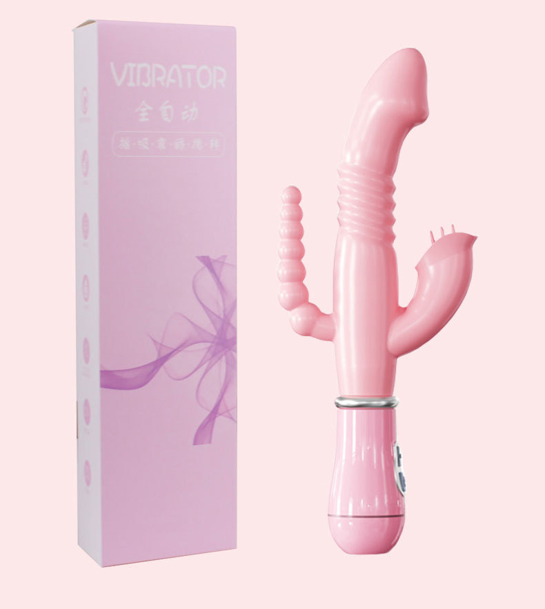 Rabbit Licking Vibrator Wand with Tongue-Style Anal Beads, Rechargeable Silicone Couple Toy — detail image 16