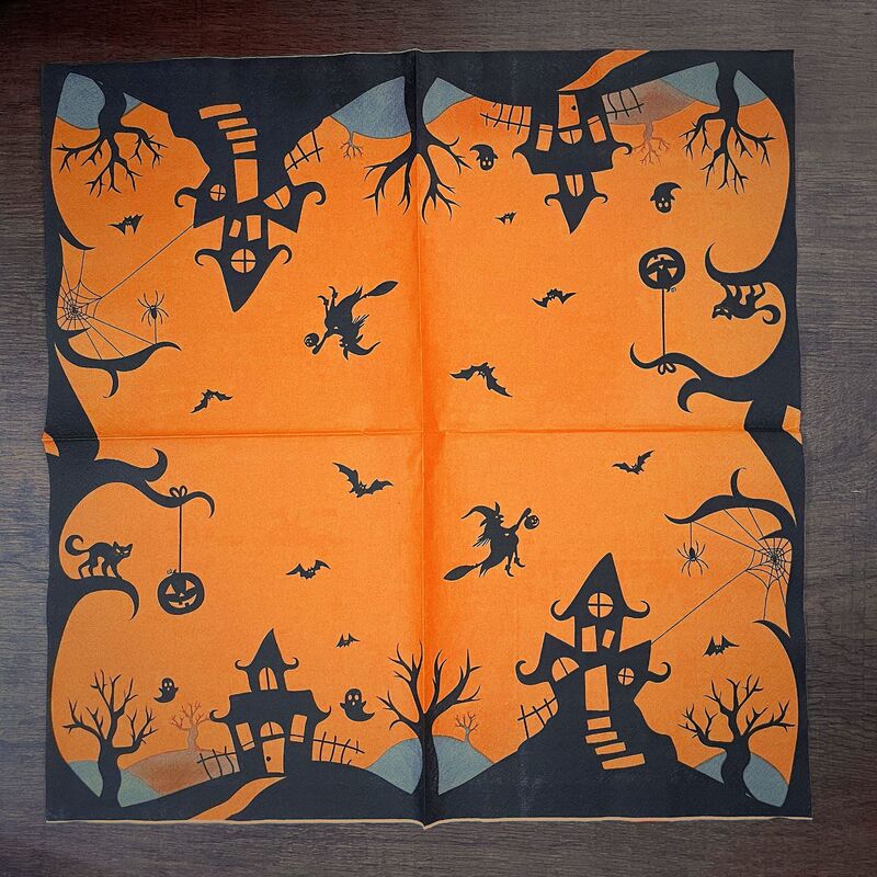 現品ハロウィーンパーティーティッシュ赤手形hallowen使い捨て食マット二重プリントナプキン|undefined