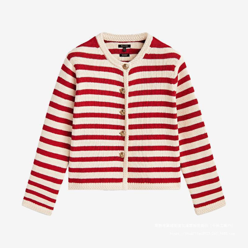 BZL striped new women's clothing 1600D65 red and white 05 spring B knitted cardigan jacket 150 slim black striped