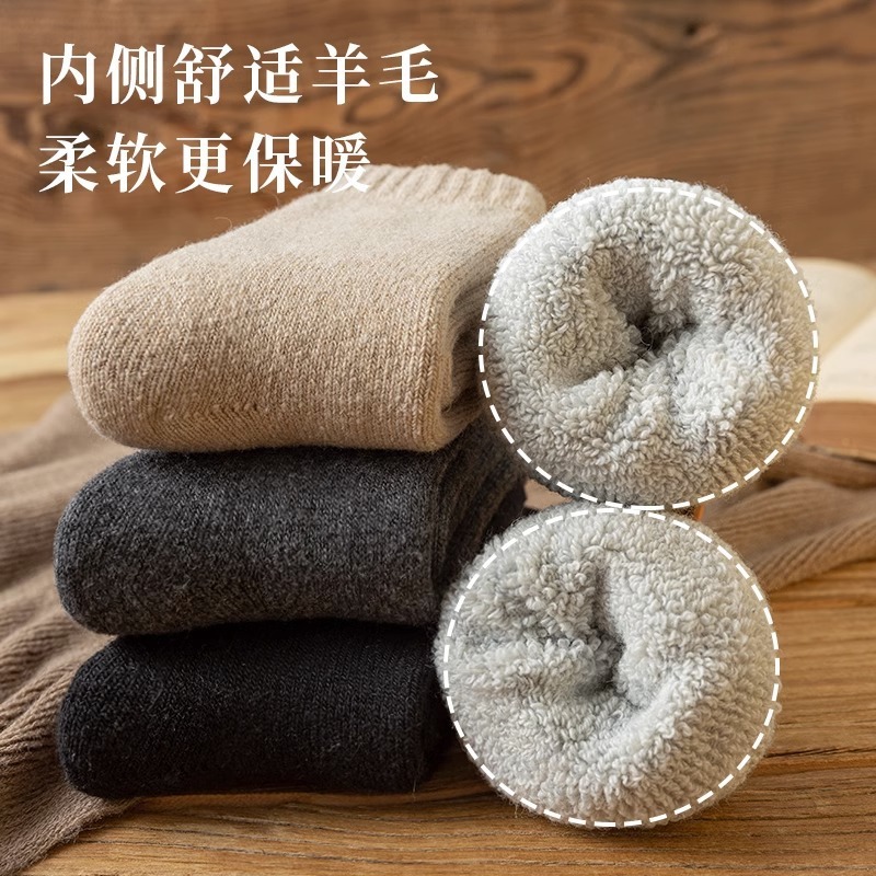 Thick Socks Men's Mid-Calf Socks Autumn and Winter Wool Socks Winter Warm Terry Sleep Long Socks Wholesale Thickened Warm